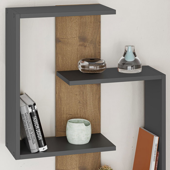 Hanah Home Paranoid Estantería de Pared Antracita y Roble Oscuro Hanah Home Paranoid Estantería de Pared Antracita y Roble Oscuro